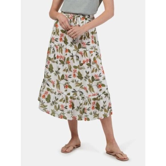 JEANSWEST Ellen Ladder Trim White Botanical Midi Skirt -  BNWT - Picture 2 of 10